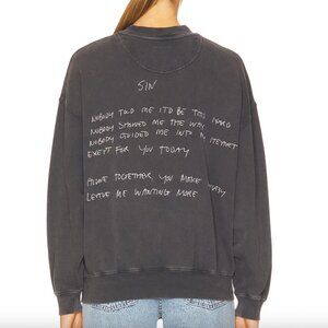 NEW ANINE BING Jaci SIN Sweatshirt in Washed Black Grey Crewneck Sweater Medium